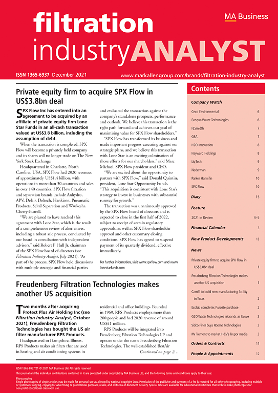 Go to journal home page - Filtration Industry Analyst